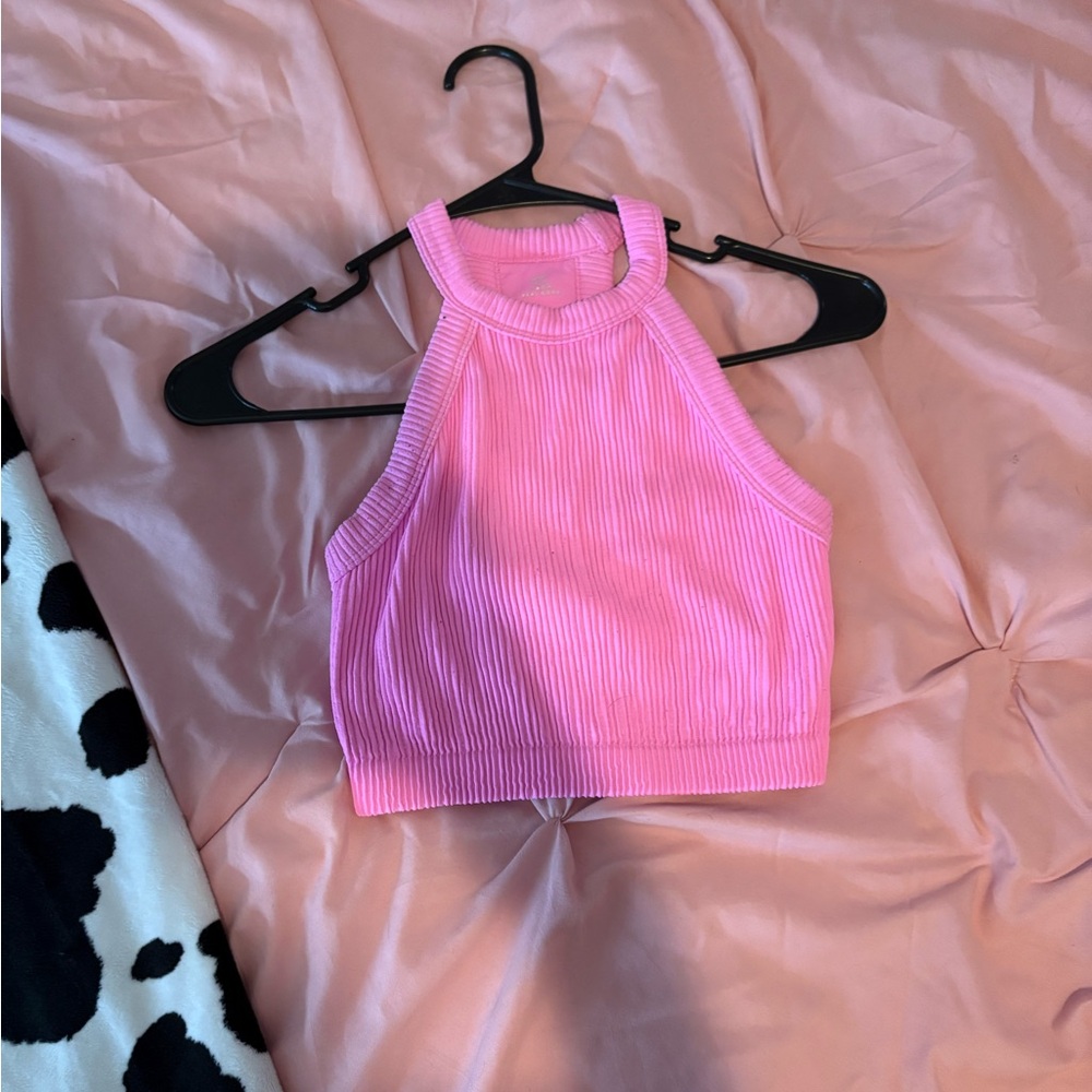 Pink Ribbed Women's Top